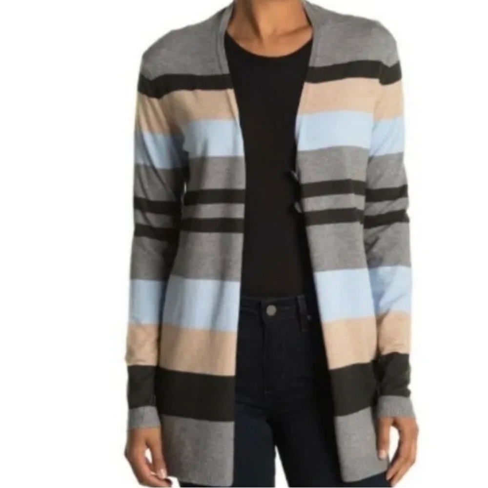 CYRUS STRIPED BUTTON FRONT CARDIGAN NEW WITH TAGS LARGE